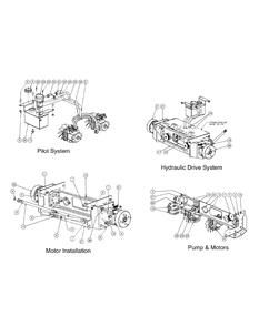 Hydro Hose And Pump Assembly Diagram and Parts List for M60-KW LC-53AJ8CT6050-29HP-LC-DFI Cub Cadet Lawn Tractor